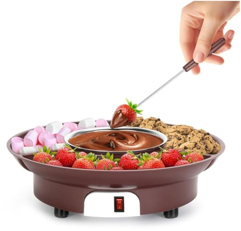 bieykie Cute for Melting Pot 10oz MINI Electric Chocolate Fondue Fountain Warmer Machine for Milk Chocolates Cheese Butter UK Plug