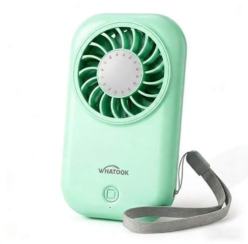 WHATOOK Mini Handventilator: 56g Ultra-Leicht Tragbarer, 11000 U/min Starker Handlüfter mit 5 Geschwindigkeiten, USB-C Wiederaufladbar Taschenventilator für Reise & Unterwegs, Make-up, Grün