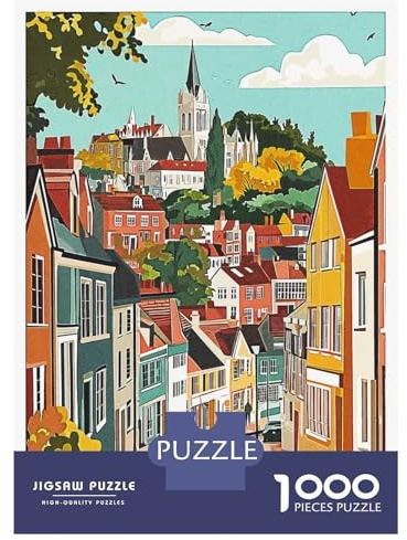 Jigsaw Puzzles for Teenagers 1000 Piece Norwich Cityscape Adult Jigsaw Relaxing Games Difficult Challenge Unique Birthday And Xmas Gifts 52x38cm/1000pcs
