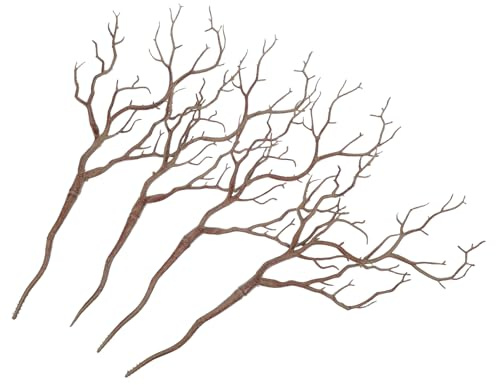 Rami Decorativi Marrone in Plastica 4 Pezzi a Forma di Corna | Decorazione Versatile e Realistica, per Feste, Halloween e Composizioni Floreali, Stile Vintage e Moderno