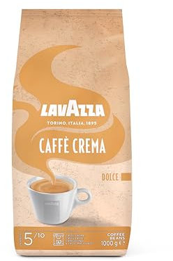 Lavazza, Caffè Crema Dolce, Arabica und Robusta Kaffeebohnen, Ideal für Espressomaschinen, mit Aromanoten von Trockenfrüchten, Nussiger Geschmack, Intensität 5/10, Mittlere Röstung, 1 kg Packung