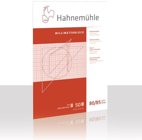 Hahnemühle 10662561 milimetrado – Bloque con 50 hojas, A4, 80 g/m²