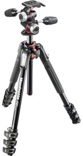 Manfrotto 190XPRO 4-Section Aluminum Tripod with XPRO 3-Way Pan/Tilt Head | 3-Way Head (MK190XPRO4-3W)