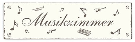 SCHILD Türschild « MUSIKZIMMER » Shabby Vintage Holzschild Dekoschild Dekoration home accessoires Heim Musiker