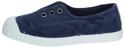CIENTA - Blauer Schuh aus Stoff, made in Spain, auf der Vorderseite ein elastischer Einsatz, goldene Knopflöcher, Jungen-35