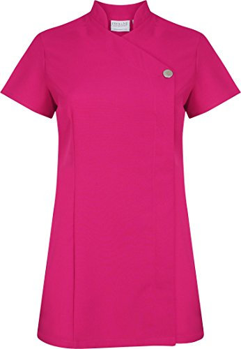 Proluxe Signature Button Beauty Tunic - Hairdressing Massage Therapist Spa Health Work Nail Salon Uniform (Fuchsia, 26)