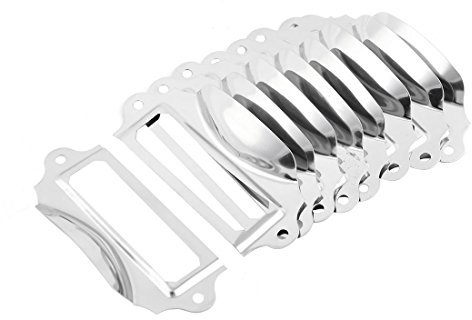 sourcing map 10stk.Etikettenhalter Metallgriffe für Schubladen Schrank Box mit Etiketten Silberfarben