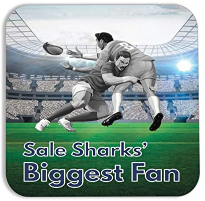 AK Giftshop Sale Sharks Biggest Fan Rugby Themed Coaster - Birthday Gift/Stocking Filler