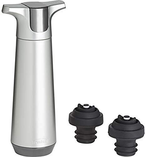 Trudeau 0971502 Origin Weinpumpe mit 2 Verschlüssen, 14 cm, Grau