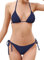 SHEKINI Bikini Damen Set Sexy Klassischer Triangel Rückenfrei Bikinioberteil Verstellbare Zweiteiliger Badeanzug Niedrige Taille Ruched Bikinihose für Frauen（XS, Dunkelblau
