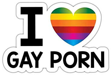 EROSPA® Auto-Aufkleber - I Love Gay Porn - Rainbow Regenbogen - Car-Sticker - Gay Pride LGBT