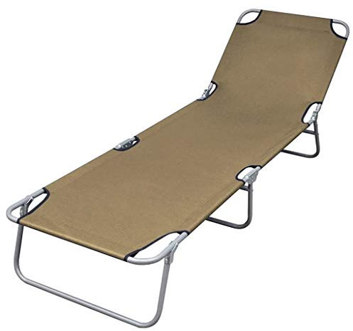 Festnight Klappbar Sonnenliege mit Verstellbarer Rückenlehne | Gartenliege Relaxliege Klappliege Lounge Liege Liegestuhl für Camping, Strand, Garten, Terrasse & Balkon Taupe 189 x 58 x 27 cm