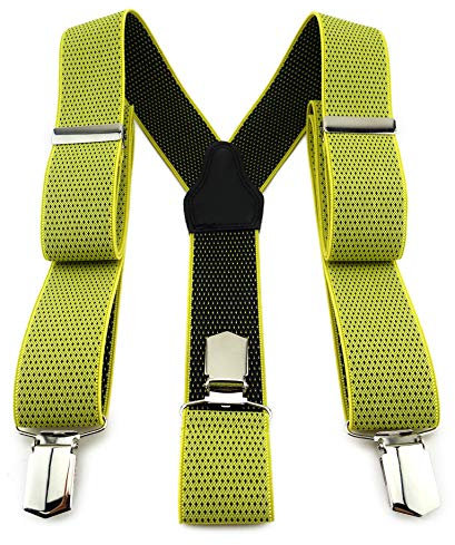 TigerTie Unisex Hosenträger in Y-Form mit 3 extra starken Clips - Farbe in gelb schwarz gepunktet - hochwertige Verarbeitung - Breite 35 mm