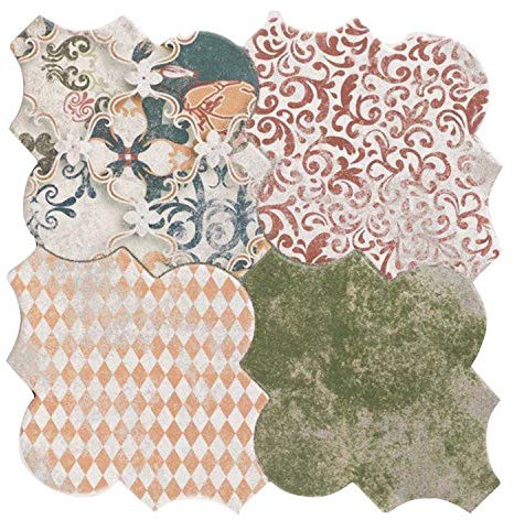 Casa Moro Marokkanische Fliesen Risha Patchwork 45x45 cm 1m² mit Arabesque Form Betonoptik | Orientalische Keramikfliesen für Boden & Wand | FL2130