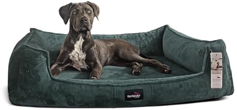 tierlando® Orthopädisches Hundebett Franklin hochwertiges Hundesofa aus kuscheligem Teddy-Stoff Größe: 130x100cm | Farbe: 38 Petrol