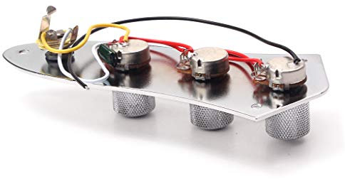 Alnicov Guitar Control Plate Wired Fully Loaded for JB Style Bass Guitar,Chrome