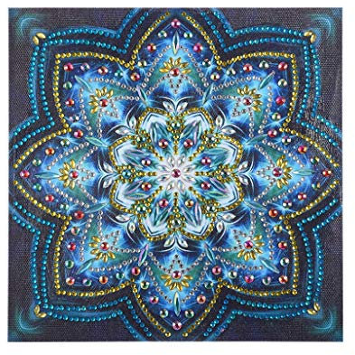 VETPW DIY 5D Flores de Mandala Diamante Pintura Kit, Bricolaje Diamond Pasted Painting Bordado De Punto De Cruz Diamante Arts Craft para Decoración de la Pared del Hogar (25x25CM)