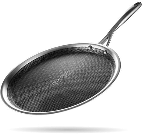 Stahl triply Hybrid-Grillpfanne | Induktionsboden | Antihaftbeschichtung | Kratzfest | Edelstahl | Ø 28 cm