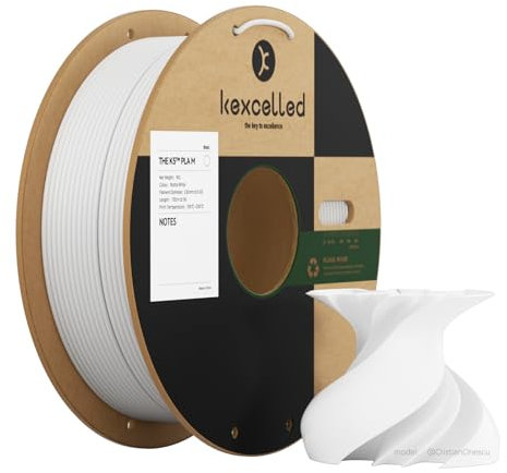 kexcelled Matte PLA Filament 2.85 mm, PLA 3D Printer Filament +/- 0.03 mm, Frosted Texture, Matte Surface, 1 kg Spool (2.2 lbs), for FDM Printer, White