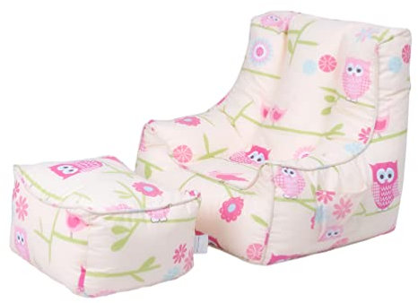 Ready Steady Bed Kinder Sitzsack mit Fußhocker |weicher und sicherer Sitz zum Spielen für Ihr Kind | Ergonomisch gestalteter Kleinkind Sessel | Comfy Kindermöbel (Eulen)