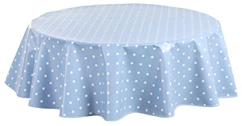 Wachstuch Tischdecke Wachstuchtischdecke Abwaschbar Rund 140cm Kleine Tupfen Blau Grau