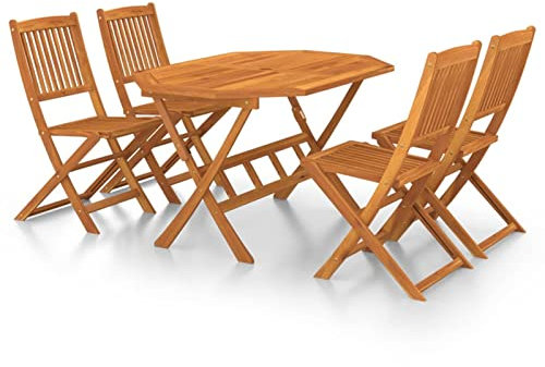 Festnight Gartenmöbel Set Holz Klappbar Gartentisch Set mit 4 Stühlen Garten Sitzgruppe Essgruppe 4 Personen Terrassenmöbel Klappstuhl Sitzgarnitur Gartengarnitur Massivholz