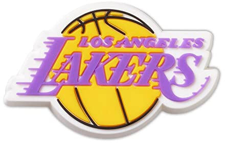 Crocs Unisex-Adult Jibbitz Shoe Charms - NBA Basketball Team Shoe Charm Singles, Sports Charms for Boys and Girls, La Lakers Logo, One Size