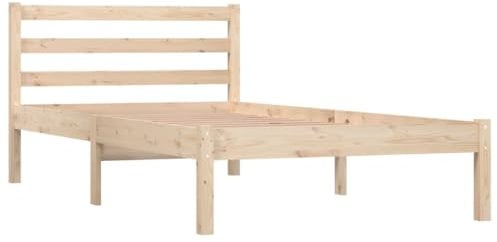 vidaXL Massivholzbett, Bett Holzbett für Schlafzimmer, Bettgestell Bettrahmen mit Lattenrost Kopfteil, Einzelbett Schlafzimmerbett, Kiefer 90x190cm