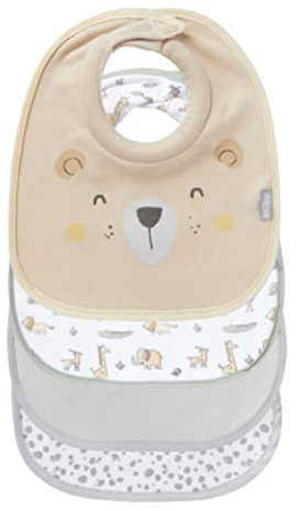 Nuby Snug and Dry Bibs 048526999460 Lätzchen, Bio-Baumwolle, maschinenwaschbar, gepolsterter Ausschnitt, Einheitsgröße, 4 Stück