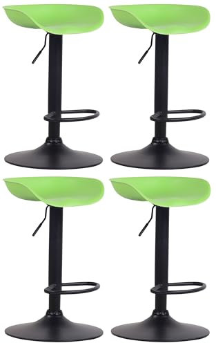 CLP 4er Set Barhocker Anaheim Kunststoff I Thekenhocker Mit Trompetenfuß I Barstühle Mit Fußstütze I Thekenstühle, Farbe:grün, Gestell Farbe:schwarz