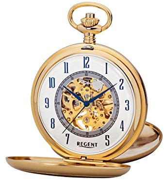 Regent Herren Taschenuhr Savonnette Skelett 53 MM Mechanischer Handaufzug Arabische Zahlen P-706