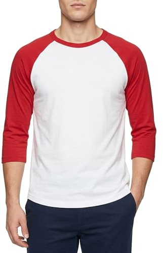 Herren Raglan Baseball Tee Shirt - Casual T-Shirts, 3/4 - Burgunderrot/Schwarz, 3X-Groß