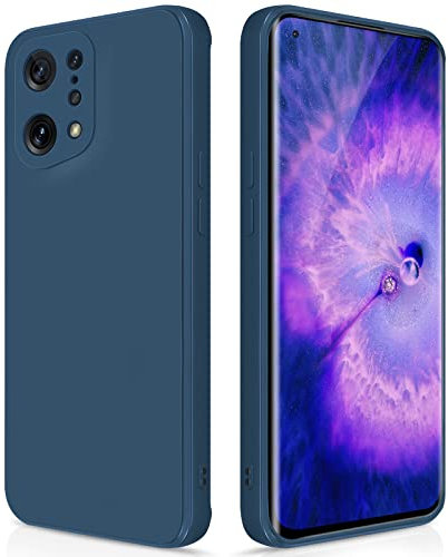 GiiYoon Case Compatible with OPPO Find X5, Silky-Soft Touch Full-Body Protective Phone Silicone Case, Shockproof Cover with Microfiber Lining, Blue