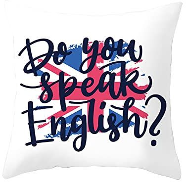 Kissenbezüge 40X40 Vintage, Zierkissen Boho Polyester Kopfkissenbezug Sprechen Sie Englisch Britische Flagge