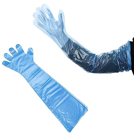 Langarm Veterinär Handschuh,Veterinär-Handschuhe,Handschuhe zur Viehbesamung,Einweg-Weichplastikfolie Handschuhe,Transparent handschuhe,Für Die Tierarzt,Tierbesamung,Haushaltsreinigung,blau,8 Stück