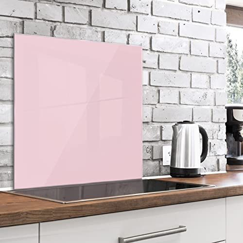 murando Glass Splashback for Kitchen 80x80 cm / 32x32 Backsplash Cooker Protector Tempered Glass Decorative Wall Art Panel Heat Resistant Graphic Pink f-A-10146-aq-a