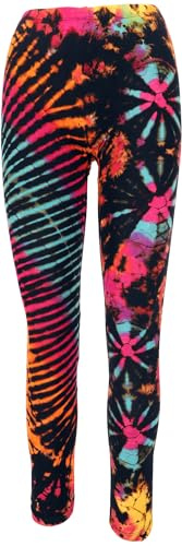 GURU SHOP Unikat Batik Damen Leggings, Stretch Hose Für Frauen, Yogahose - Schwarz/bunt