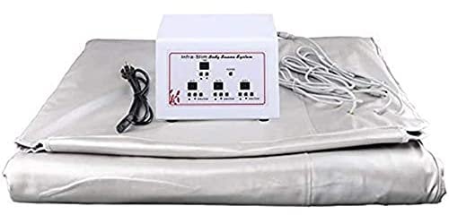 Body Shaper Digital Far-Infrared (FIR) Heat Sauna Blanket with 3 Zone Controller Professional Detox Therapy Sliming Heating Anti Ageing Beauty Machine (Silver)