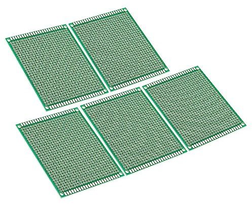 PATIKIL 3.5 x 2.8 PCB Board Circuit, 5 Pcs Prototype Perfboard Solder Boards for DIY Soldering and Electronic Project Circuit Boards Solderable Breadboard, Green