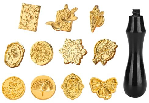 Kit de Sellos de Lacre, 11 Set - Sello de Cera, Cabezales de Sello, para Tarjetas, Sobres, Invitaciones