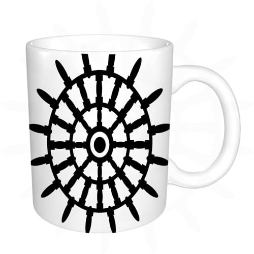 Original Becher - Teetasse als Geschenk für Ihre Lieben - Illustrierte Silhouette eines geometrischen Schiffsrads. Vektor-EPS-Grafikdesign-Zeic Kaffeetasse aus feinem Porzellan - 330 ml 8 x 8,5 cm