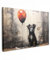 MuchoWow© Impression sur Toile Decoration Murale Peinture 90x60 cm Tableaux Decoratifs Muraux Décoration Chambre Graffiti - Chien - Art - Rouge - Street art