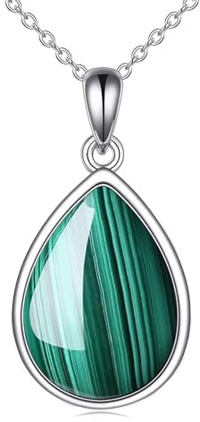 POPLYKE Malachit-Halskette für Frauen Sterling Silber Teardrop Halskette Malachit-Schmuck Geschenk für Mädchen (Malachit)
