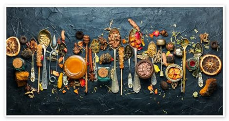 Potpourri of Herbs and Spices Poster 40 x 20 cm Déco colorée Tableaux Décoration murale