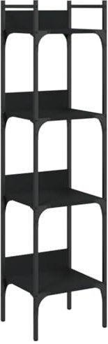 vidaXL Bücherregal, Regal mit 4 Böden, Bücherschrank Standregal mit verstellbaren Beinen, Büroregal Lagerregal Aktenregal, Schwarz Holzwerkstoff