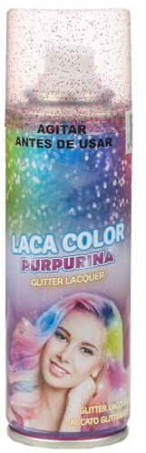 Laca Temporal con Purpurina para Cabello - Efecto Resplandeciente, Fácil Lavado, Apto para Todos los Tipos, Secado Rápido, Ideal para Fiestas y Eventos, 125ml (Color Purpurina Rosa, 1 unit)