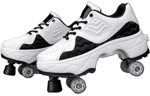 PacuM Roller Skate Schuhe für Frauen, Kick Speed Roller Schuhe Skates, die an Schuhe im Freien Pop Out Skates für Mädchen Jungen befestigen,42
