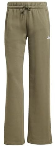 adidas Women's Essentials SMALL Logo Feel Cozy Open Hem Pants, Olive strata/White, L