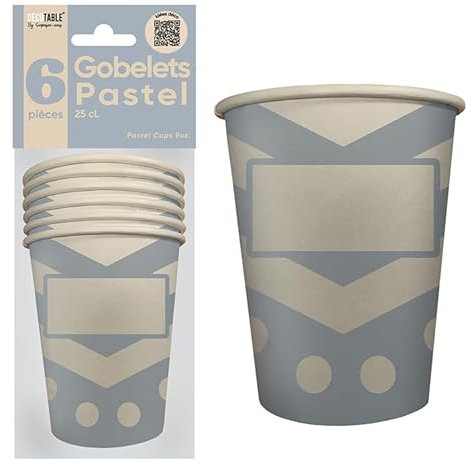 SURPRISEZ-VOUS LOT DE 36 GOBELETS PASTELS GRIS DE 25CL