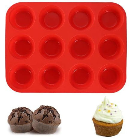 LIUJUNH Durable Silicone Muffin Baking Trays - Heat Resistant Cupcake Pans - Non-Stick Muffin Trays